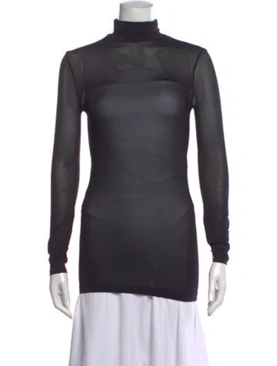 Pre-owned Wolford Turtleneck Long Sleeve Top In Gray