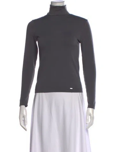 Pre-owned Wolford Turtleneck Long Sleeve Top In Gray