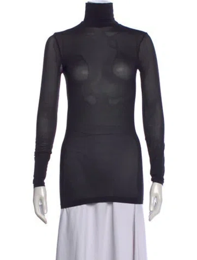 Pre-owned Wolford Turtleneck Long Sleeve Top W/ Tags In Black
