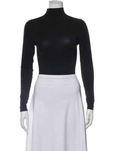 Pre-owned Wolford Turtleneck Long Sleeve Top W/ Tags In Black