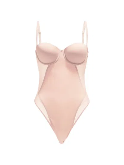 Wolford Underwired Corset-seamed Bodysuit In Pink