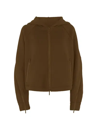Wolford Urban Touch Zip-up Hoodie In Brown