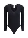 Wolford V-neck Bodysuit In Black