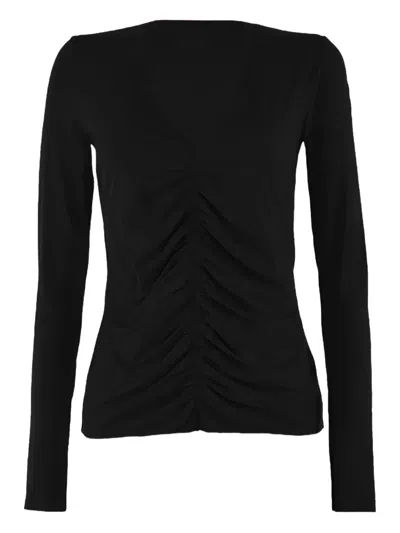 Wolford V-neck Ruched Top In Black