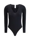 Wolford V-neck Bodysuit In Black