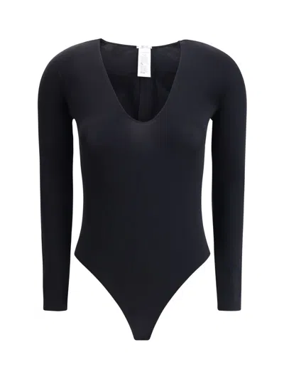 Wolford V-necked Bodysuit In Black