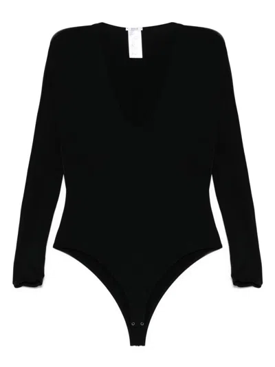 Wolford V-necked Bodysuit Long Sleeves In Black