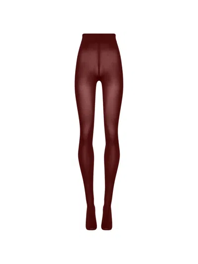 Wolford Velvet De Luxe 66 Tights In Burgundy