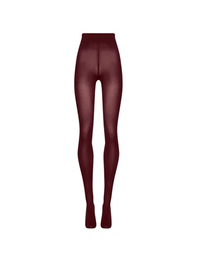 Wolford Velvet De Luxe 66 Tights In Burgundy