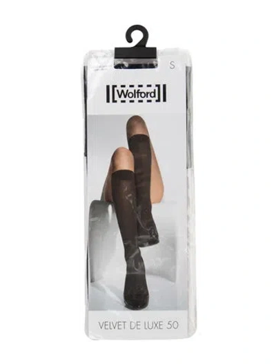 Pre-owned Wolford Velvet Knee High Socks In Black