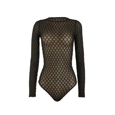 Wolford Velvet Net Illusion Str. Body In Black