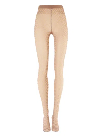 Wolford Velvet Net Illusion Tights In Neutral