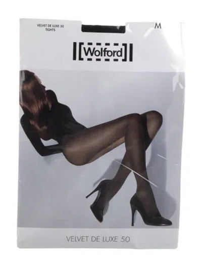 Pre-owned Wolford Velvet Tights In Black