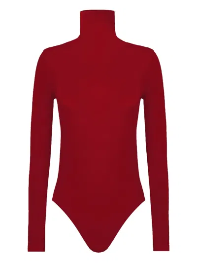 Wolford Virgin Wool Blend Bodysuit In Red