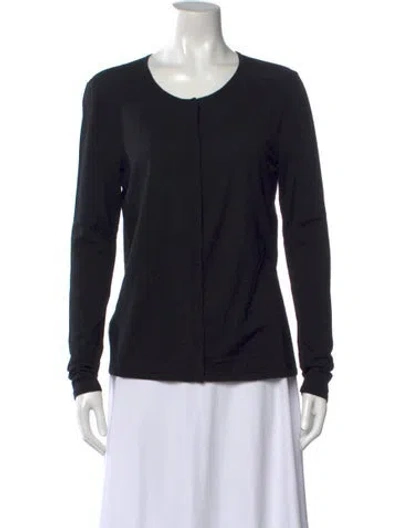 Pre-owned Wolford Virgin Wool Crew Neck Sweater In Black