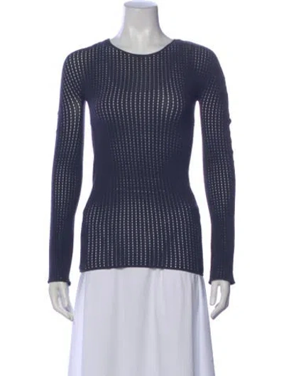 Pre-owned Wolford Virgin Wool Crew Neck Top In Blue