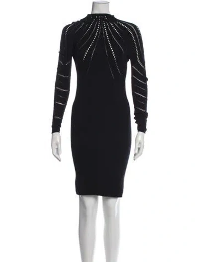 Pre-owned Wolford Virgin Wool Knee-length Dress In Black