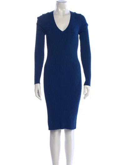Pre-owned Wolford Virgin Wool Knee-length Dress In Blue