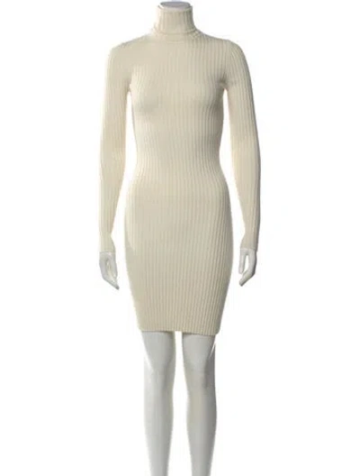 Pre-owned Wolford Virgin Wool Mini Dress In Neutral