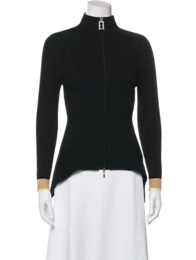 Pre-owned Wolford Virgin Wool Mock Neck Sweater In Black