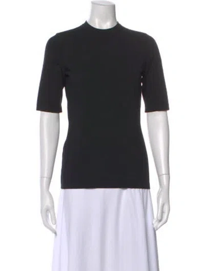 Pre-owned Wolford Virgin Wool Mock Neck Top In Black