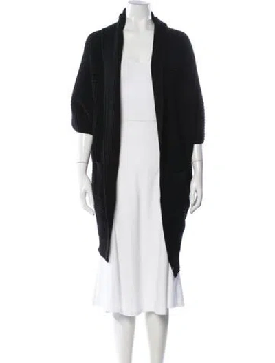 Pre-owned Wolford Virgin Wool Open Front Sweater In Black