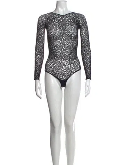 Pre-owned Wolford Virgin Wool Patterned Bodysuit In Multi