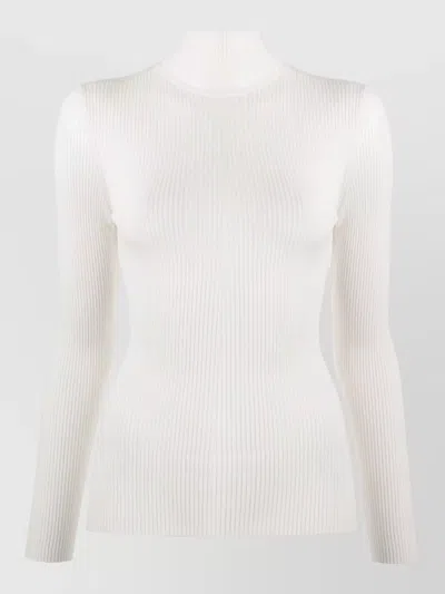 Wolford Virgin Wool Ribbed Turtleneck Long Sleeve Top In White