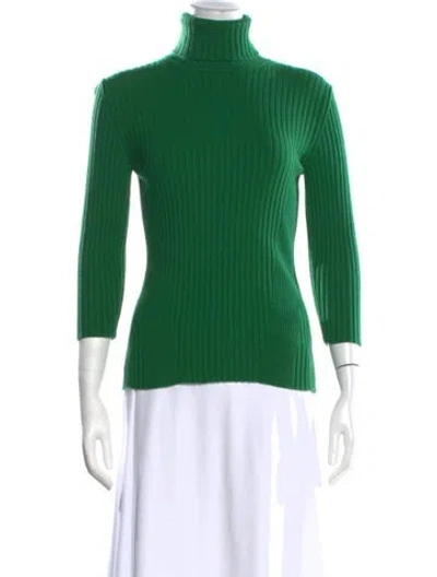 Pre-owned Wolford Virgin Wool Turtleneck Sweater In Green