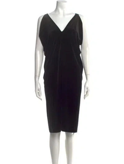 Pre-owned Wolford V-neck Knee-length Dress In Black