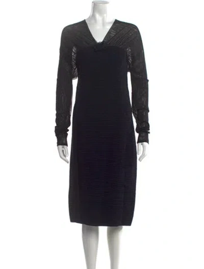 Pre-owned Wolford V-neck Knee-length Dress W/ Tags In Black