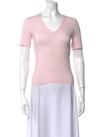 Pre-owned Wolford V-neck Short Sleeve T-shirt In Pink