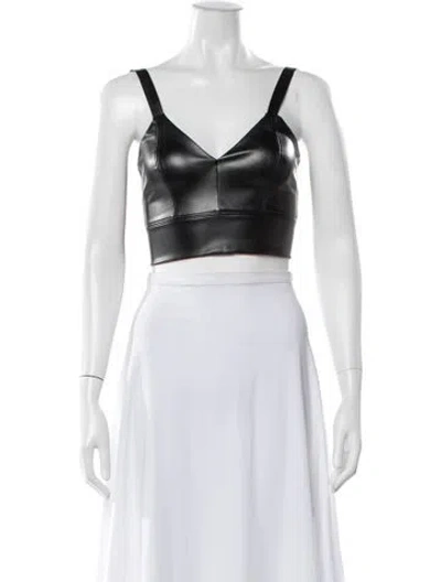 Pre-owned Wolford V-neck Sleeveless Crop Top In Black