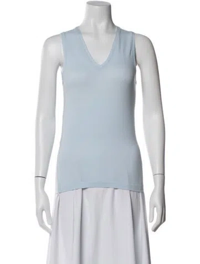 Pre-owned Wolford V-neck Sleeveless Top In Blue