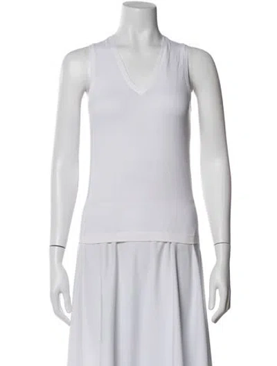 Pre-owned Wolford V-neck Sleeveless Top In White