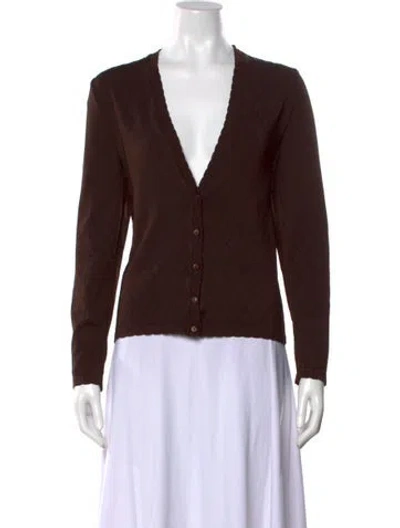 Pre-owned Wolford V-neck Sweater In Brown