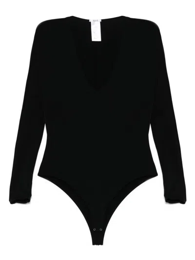 Wolford The V Neck Bodysuit In Black