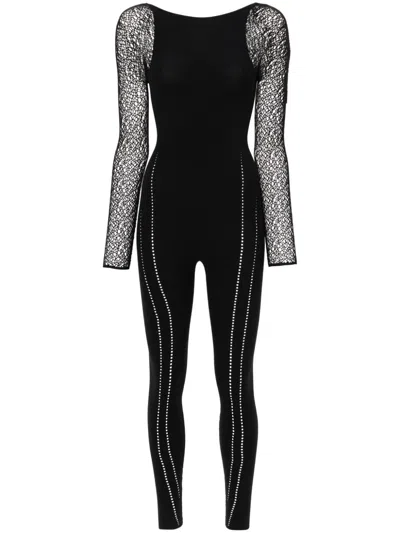 Wolford W Net Logo-print Jumpsuit In Black