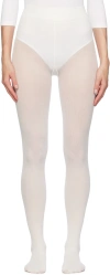 Wolford White Mary Cotton Rib Tights In 1051 Ecrue