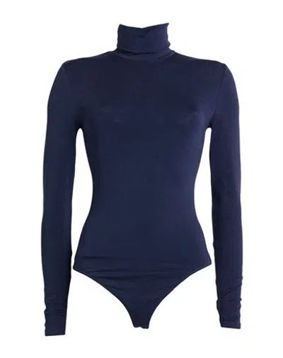 Wolford Woman Bodysuit Navy Size L Cotton, Polyamide, Elastane In Blue