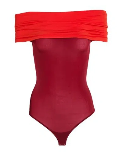 Wolford Woman Bodysuit Tomato Red Size Xs Polyamide, Elastane