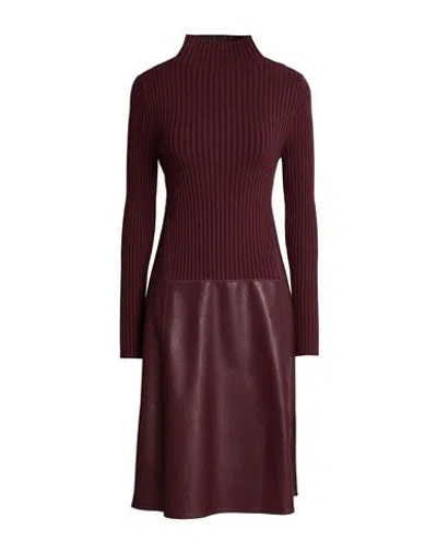 Wolford Woman Midi Dress Burgundy Size Xs Virgin Wool, Cotton, Elastane