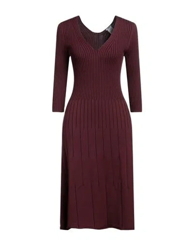 Wolford Woman Midi Dress Plum Size S Virgin Wool, Cotton, Elastane In Purple