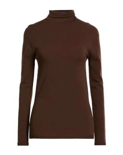 Wolford Woman Turtleneck Chocolate Brown Size M Virgin Wool, Polyester