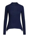 Wolford Woman Turtleneck Navy Size L Virgin Wool, Cashmere In Blue