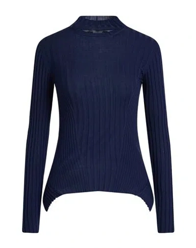 Wolford Woman Turtleneck Navy Size L Virgin Wool, Cashmere In Blue
