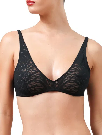 Wolford Animalier Lace Plunge Bralette In Black
