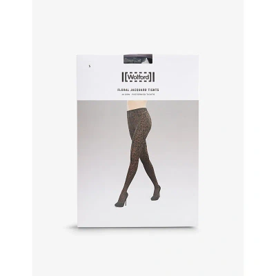 Wolford Womens Black Floral-jacquard Stretch-woven Tights