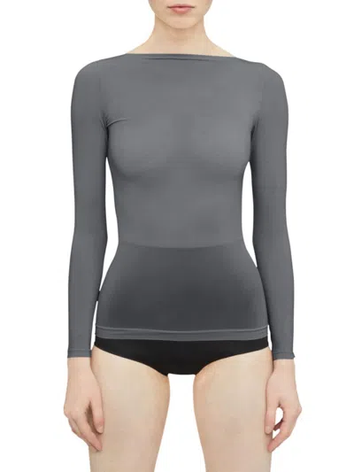 Wolford Women's Buenos Aires Long Sleeve Top In Soft Pewter