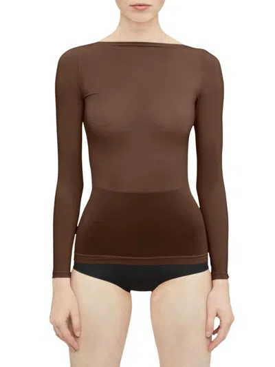 Wolford Women's Buenos Aires Long Sleeve Top In Umber Brown
